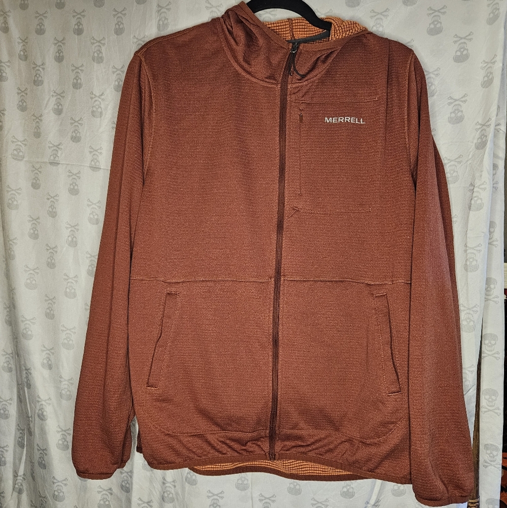 Merrell Mens Large Rust Orange Hooded Jacket